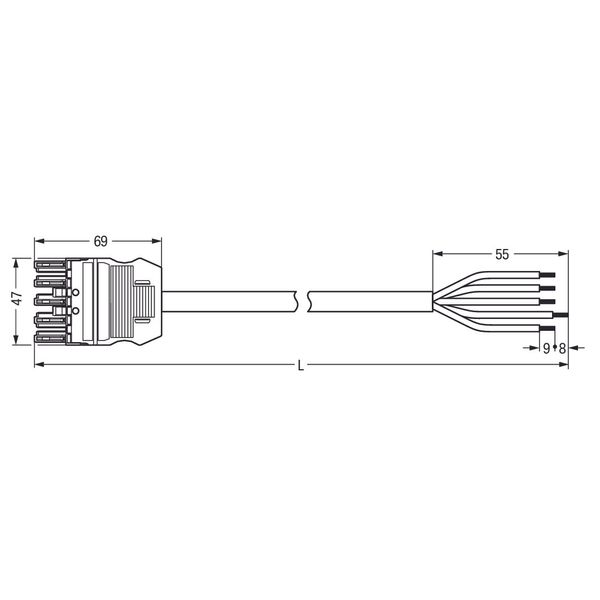 pre-assembled connecting cable;Eca;Socket/open-ended;black image 6
