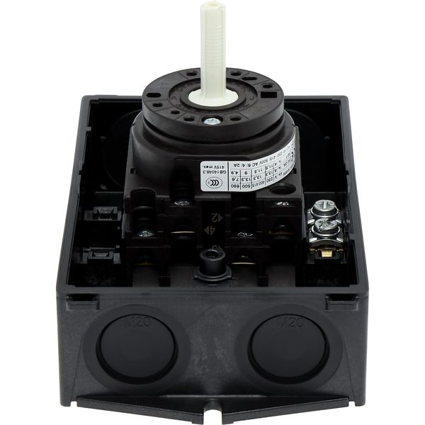 Main switch, T0, 20 A, surface mounting, 2 contact unit(s), 3 pole, 1 N/O, STOP function, With black rotary handle and locking ring, Lockable in the 0 image 44