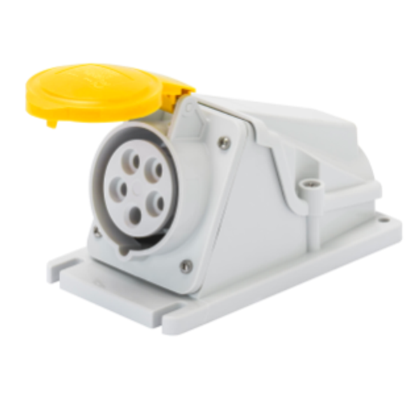90° ANGLED SURFACE-MOUNTING SOCKET-OUTLET - IP44 - 3P+E 32A 100-130V 50/60HZ - YELLOW - 4H - SCREW WIRING image 1