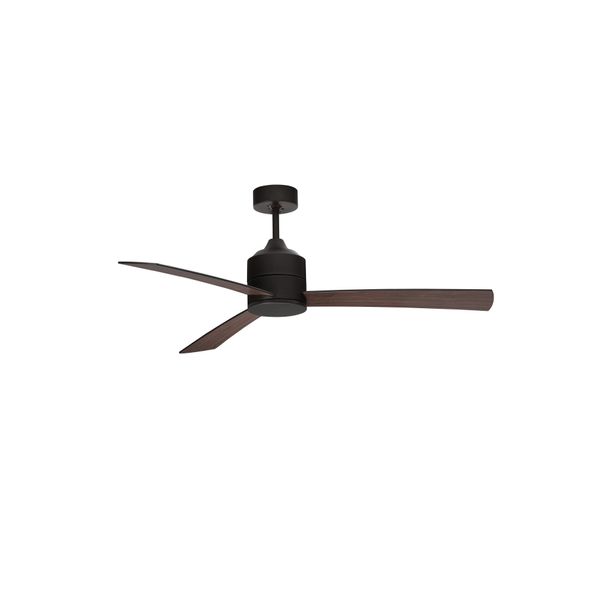 Fan Black Aluminium Black & Walnut   Plywood D: 137.1 cm  H: 38.2 cm 6 Speed Remote 52’’ Blade, DC 38 Watt AC220-240V 5041CFM 205RPM,5,1Kg Summer/Winter Function, With Light & Remote Control,2 Years Light & control 10 Years Motor image 1