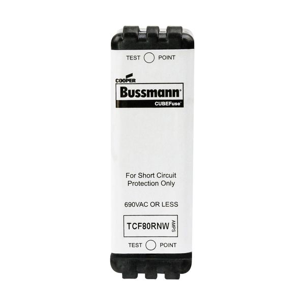 Eaton Bussmann series TCF fuse, Finger safe, 690 Vac, 80A, 30kA, Non-Indicating, Time delay, inrush current withstand, Class CF, CUBEFuse, Glass filled PES image 1