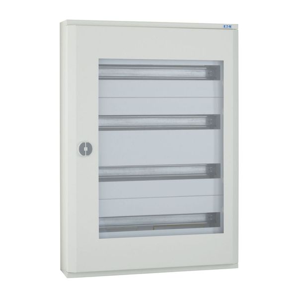 Complete surface-mounted flat distribution board with window, white, 24 SU per row, 4 rows, type C image 7