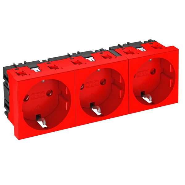 STD-D0 SRO3 Socket 0°, triple protective contact 250V, 10/16A image 1