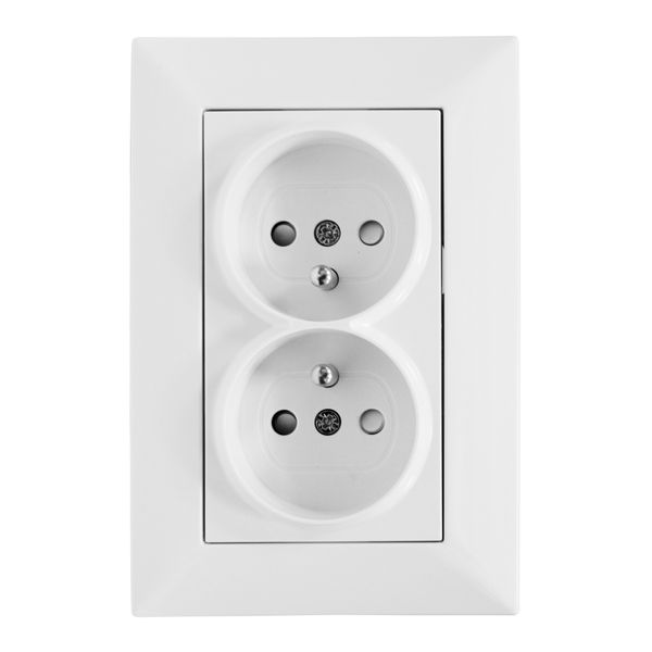 Pin compact socket outlet 2x2P+E, screw clamps, white image 1
