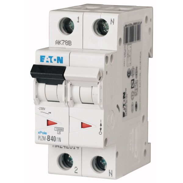 Miniature circuit breaker (MCB), 40 A, 1p+N, characteristic: D image 1