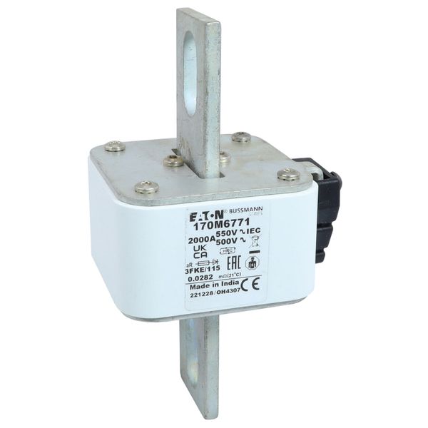 Fuse-link, high speed, 2000 A, AC 550 V, size 3, 76 x 92 x 139 mm, aR, IEC, UL, single indicator image 11