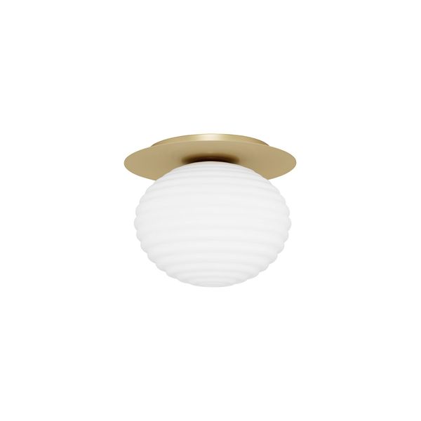 Matt Gold Metal & Milky White Structured Glass LED E27 1x12 Watt 230 Volt IP20 Bulb Excluded 35 D: 35 H: 28 cm image 1