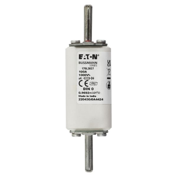 Fuse-link, high speed, 100 A, AC 1000 V, DIN 0, 35 x 60 x 125 mm, aR, DIN, IEC, single indicator image 6