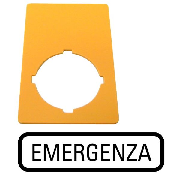 Label, emergency switching off, yellow, HxW=50x33mm, EMERGENZA image 1