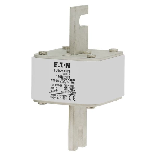 Fuse-link, high speed, 850 A, AC 1750 V, size 3, 76 x 91 x 193 mm, aR, IEC, UL, single indicator image 3