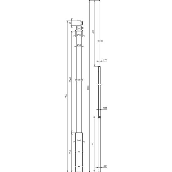 Supp. tube D 50mm L 1950mm GRP/Al w. air-ter. rod D 22/16/10mm L 2500m image 2