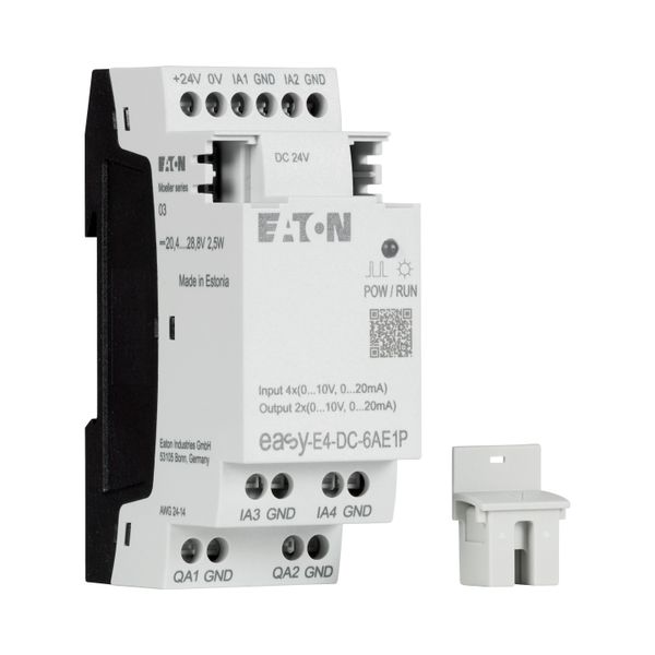 I/O expansion, For use with easyE4, 24 V DC, Inputs expansion (number) analog: 4, Outputs expansion (number) analog: 2, Push-In image 10