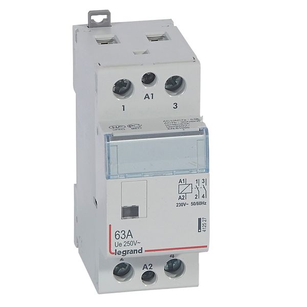 Power contactor CX³ - with 230 V~ coll - 2P - 250 V~ - 63 A - 2 N/O image 1