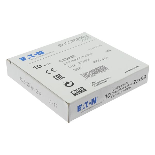 Fuse-link, LV, 20 A, AC 690 V, 22 x 58 mm, aM, IEC image 15