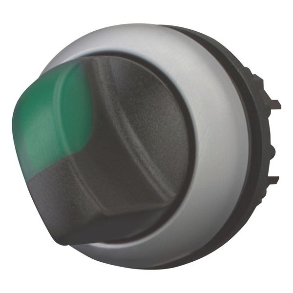 Illuminated selector switch actuator, RMQ-Titan, With thumb-grip, maintained, 2 positions (V position), green, Bezel: titanium image 5