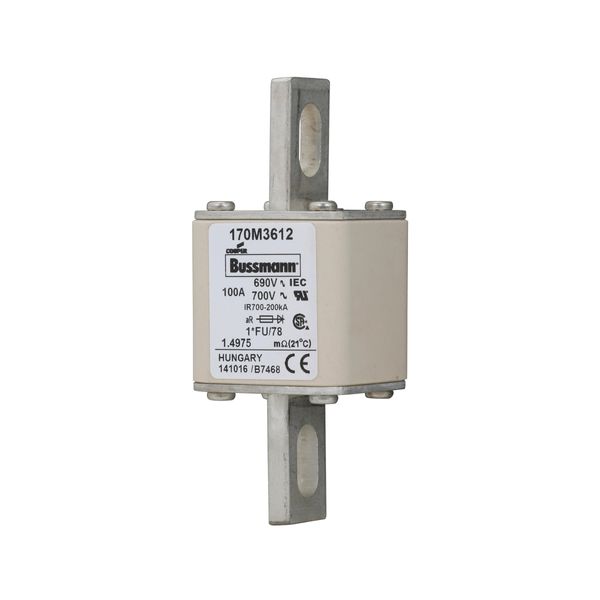 Fuse-link, high speed, 100 A, AC 690 V, compact size 1, 45 x 45 x 110 mm, aR, IEC, UL image 15