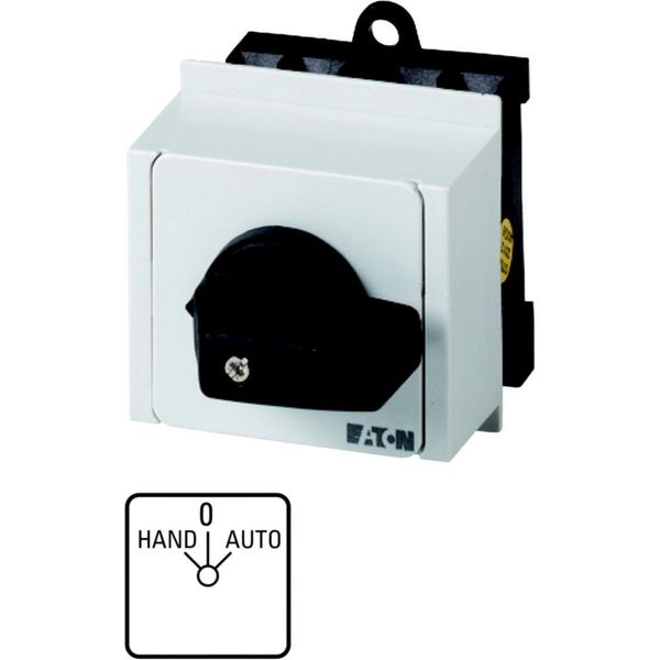 Changeoverswitches, T0, 20 A, service distribution board mounting, 1 contact unit(s), Contacts: 2, 45 °, maintained, With 0 (Off) position, HAND-0-AUT image 20