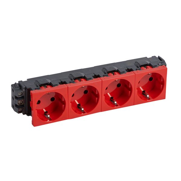 4x2P+E socket prog Mosaic for DLP trunking - screw terminals - German std - red image 1