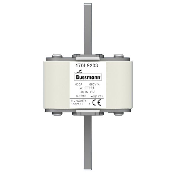 Fuse-link, high speed, 630 A, AC 2000 V, Size 3, 74 x 90 x 143 mm, aR, IEC, single indicator image 1