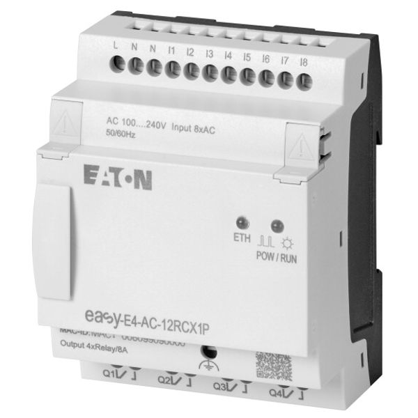 easyE4 control relay, basic unit (expandable, Ethernet), 100–240 VAC, 100–240 VDC (cULus: 100–110 VDC), digital inputs: 8, digital outputs: 4 relay, p image 3