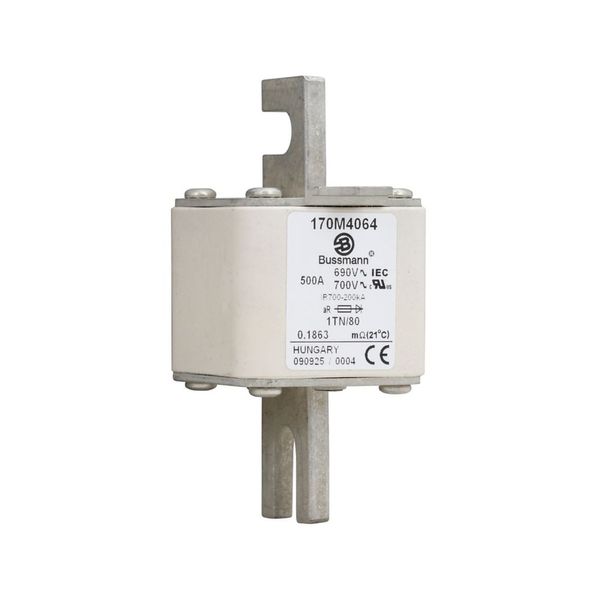 Fuse-link, high speed, 500 A, AC 690 V, DIN 1, 53 x 66 x 108 mm, aR, DIN, IEC, single indicator image 9