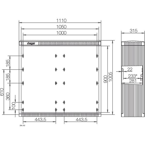 CDC, size 2/1005, empty, 1005 x 1110 x 315 mm (HxWxD) image 1