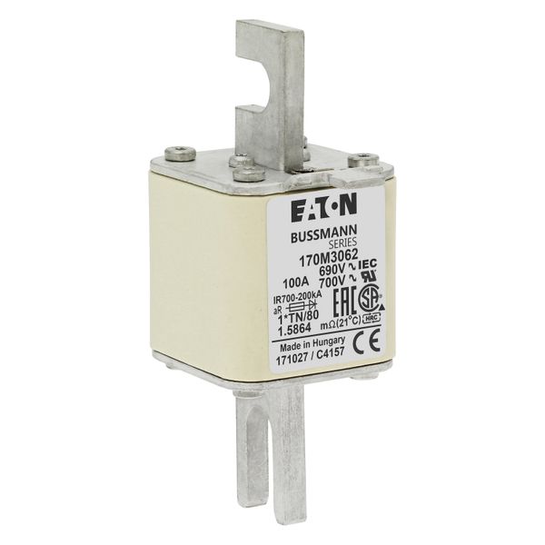 Fuse-link, high speed, 100 A, AC 690 V, compact DIN 1, 45 x 58 x 104 mm, aR, DIN, IEC, single indicator image 17