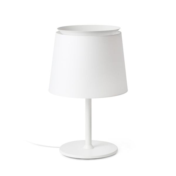 SAVOY WHITE TABLE LAMP WHITE LAMPSHADE image 1