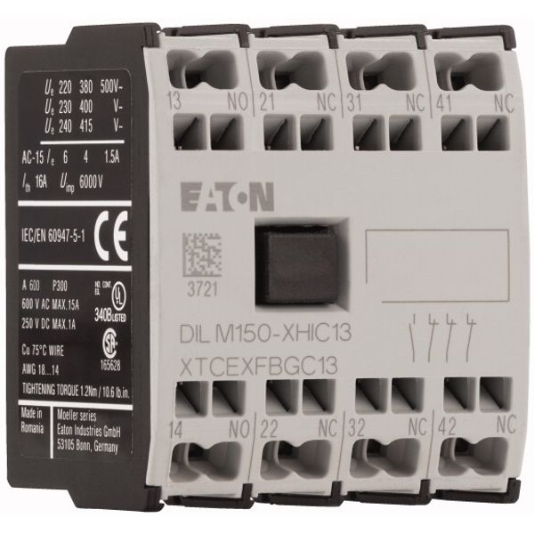 Auxiliary contact module, 4 pole, Ith= 16 A, 1 N/O, 3 NC, Front fixing, Spring-loaded terminals, DILMC40 - DILMC150 image 4