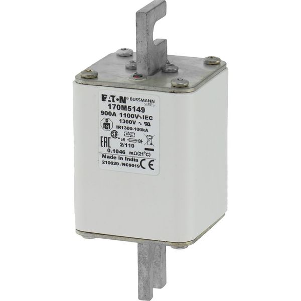 Fuse-link, high speed, 900 A, AC 1100 V, size 2, 61 x 75 x 138 mm, aR, DIN, IEC, single indicator image 6