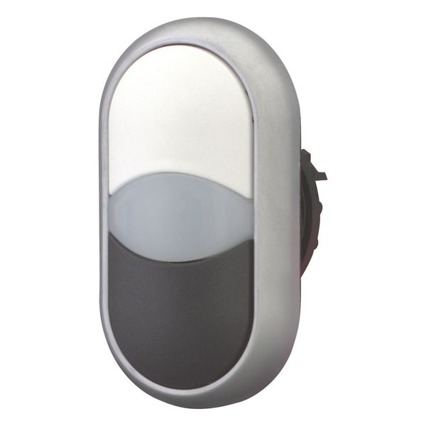 Double actuator pushbutton, RMQ-Titan, Actuators and indicator lights non-flush, momentary, White lens, white, black, Blank, Bezel: titanium image 5