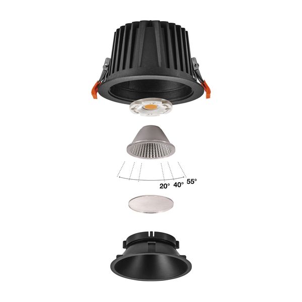 NUMINOS® DL XL, Indoor LED recessed ceiling light black/black 3000K 40° image 7