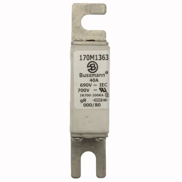 Fuse-link, high speed, 40 A, AC 690 V, DIN 000, 21 x 40 x 100 mm, gR, DIN, IEC, single indicator image 2