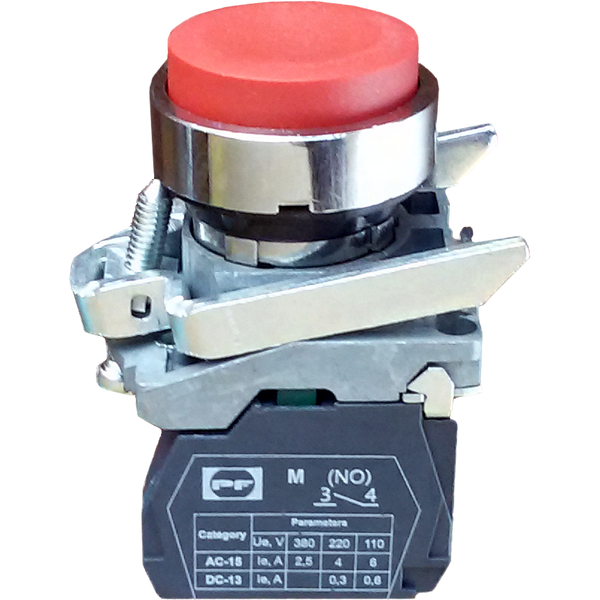 Pushbutton switch convex FP PCPB RED 1NC IP40 image 1