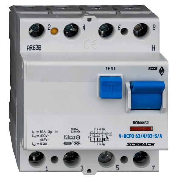 Residual current circuit breaker 63A, 4-p, 300mA,type S, A,V image 9