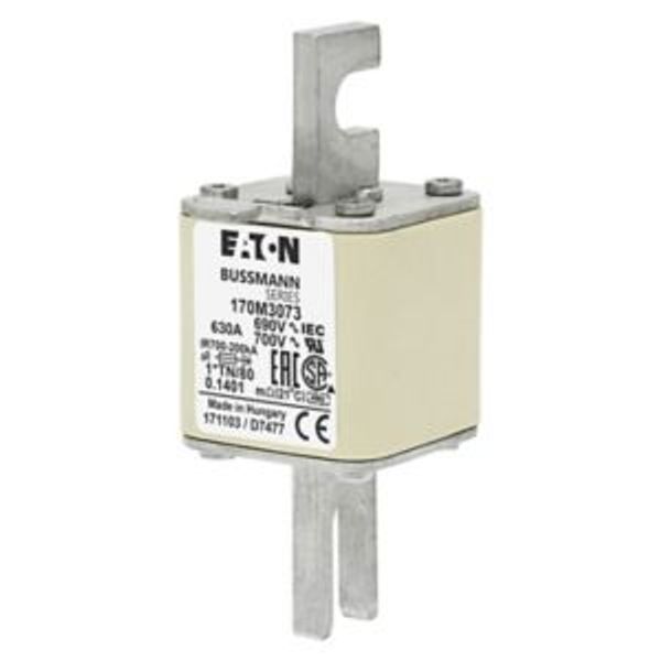 Fuse-link, high speed, 630 A, AC 690 V, compact DIN 1, 45 x 58 x 104 mm, aR, DIN, IEC, single indicator image 3