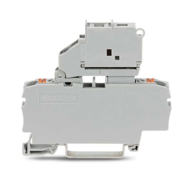 2-conductor fuse terminal block with pivoting fuse holder and end plat image 1
