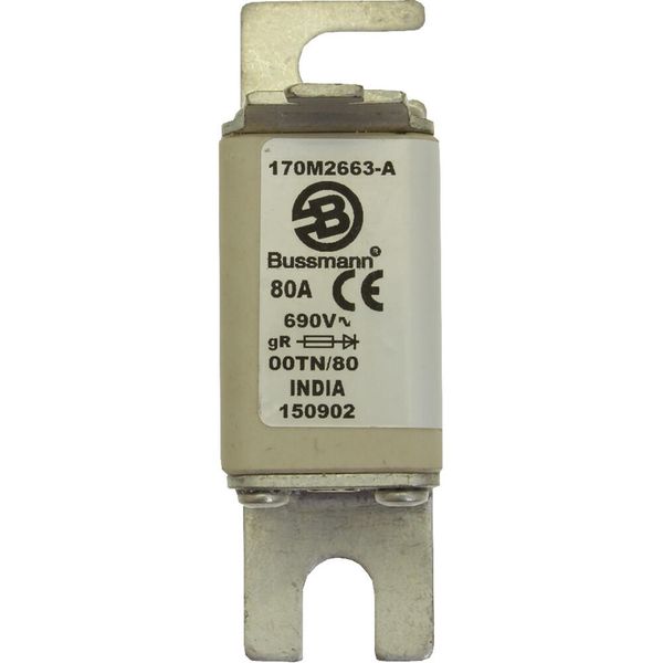 Fuse-link, high speed, 80 A, AC 690 V, size 00, 30 x 67 x 100 mm, gR, DIN, IEC, single indicator image 7