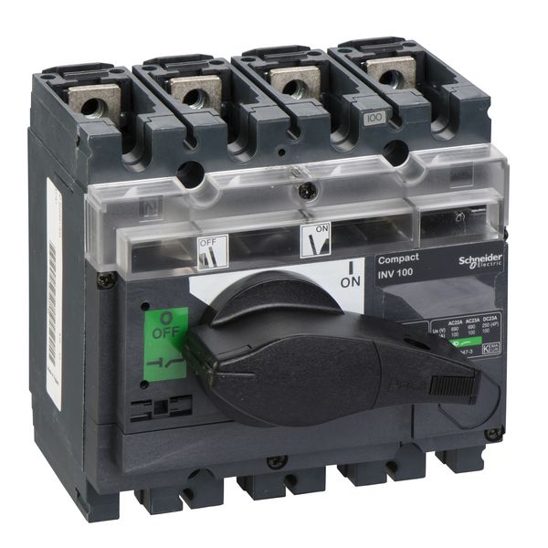 switch disconnector, Compact INV100, visible break, 100 A, standard version with black rotary handle, 4 poles image 3