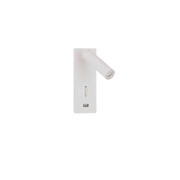 White Aluminium Adjustable Switch On/Off - USB Charger LED Samsung 3 Watt 210Lm 3000K IP20 L: 6 W: 12.3 H: 18 cm Rotating & Adjustable image 1