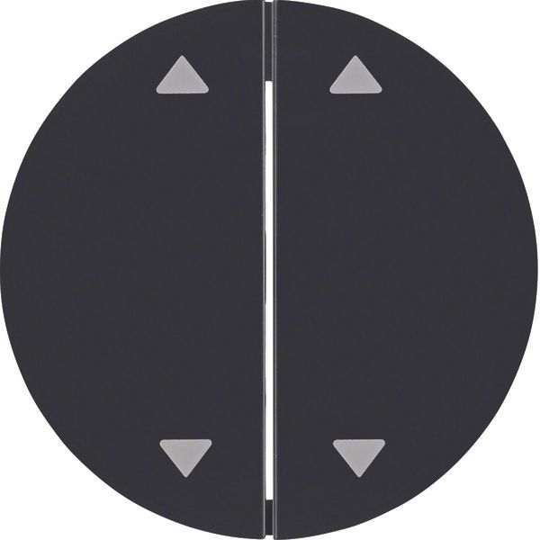 Rocker 2gang imprinted arrows symbol, R.1/R.3, black glossy image 1