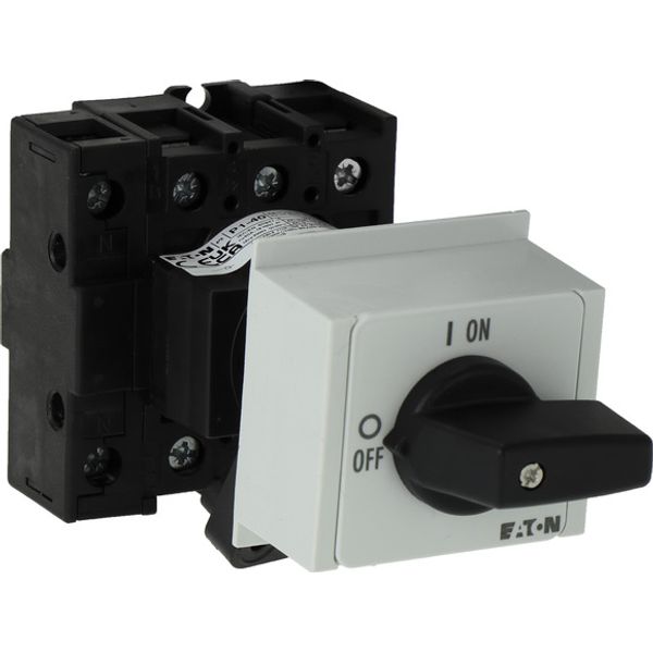 On-Off switch, P1, 40 A, service distribution board mounting, 3 pole + N, with black thumb grip and front plate image 2