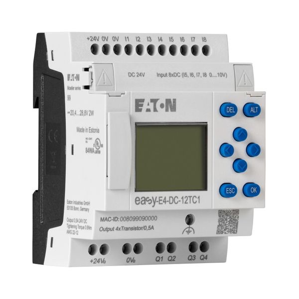 Control relays easyE4 with display (expandable, Ethernet), 24 V DC, Inputs Digital: 8, of which can be used as analog: 4, screw terminal image 12
