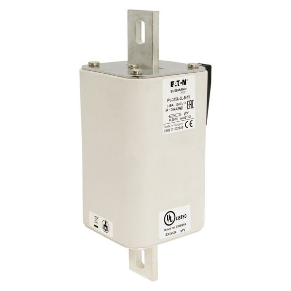 Fuse-link, high speed, 315 A, DC 1500 V, 3L, 75 x 205 mm, gPV, IEC, UL, with indicator, bolted contacts image 6