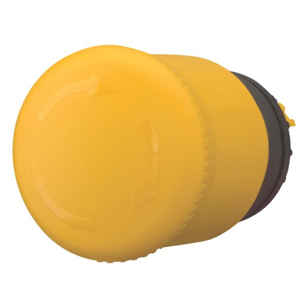 HALT/STOP-Button, RMQ-Titan, Mushroom-shaped, 38 mm, Non-illuminated, Turn-to-release function, yellow, yellow, RAL 9005 image 3