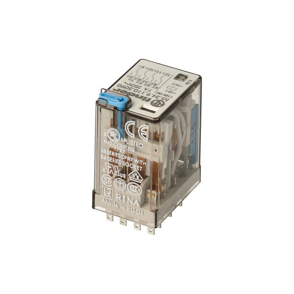 General purpose Rel. 4CO 7A/110VDC/Agni+Au/Test button/LED/diode (55.34.9.110.5090) image 5