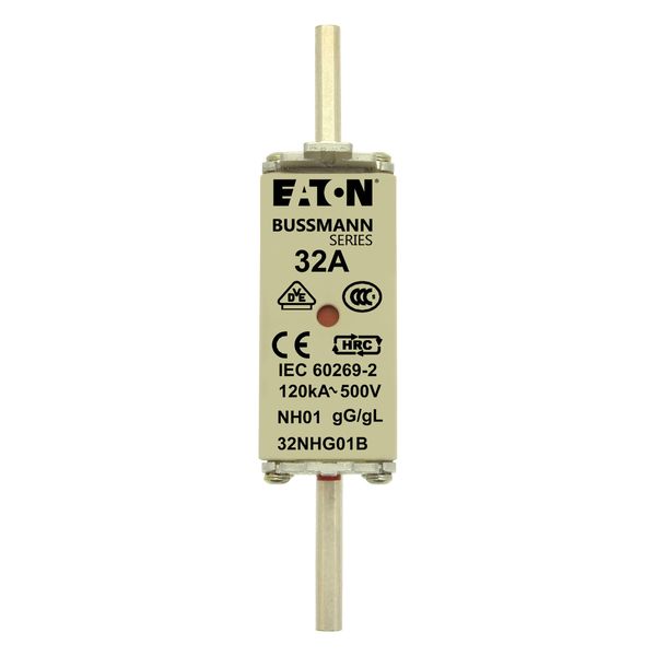 Fuse-link, LV, 32 A, AC 500 V, NH01, gL/gG, IEC, dual indicator, live gripping lugs image 8