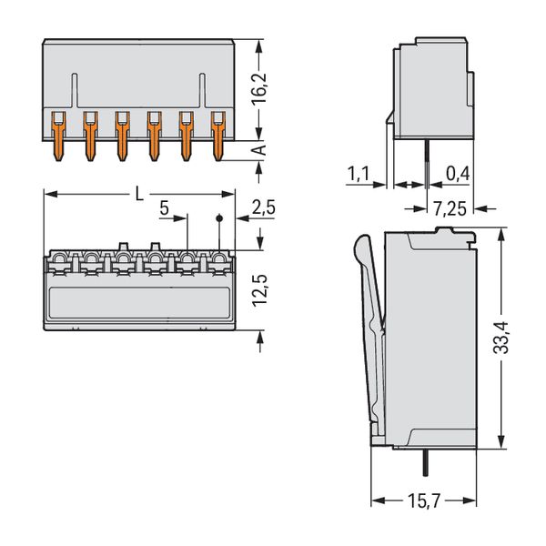 2092-1304 THT female header; straight; Pin spacing 5 mm image 6