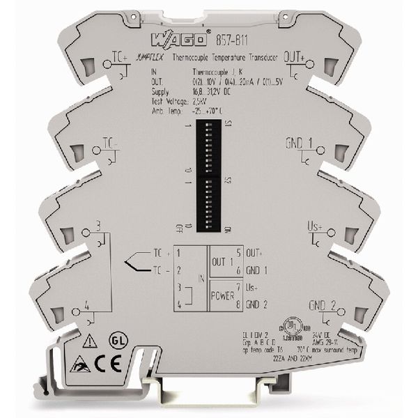 857-811 Temperature signal conditioner for thermocouples; Current and voltage output signal; Configuration via software image 3