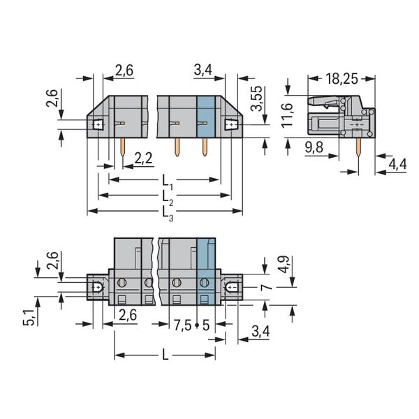 THT female header angled Pin spacing 7.5 mm gray image 4